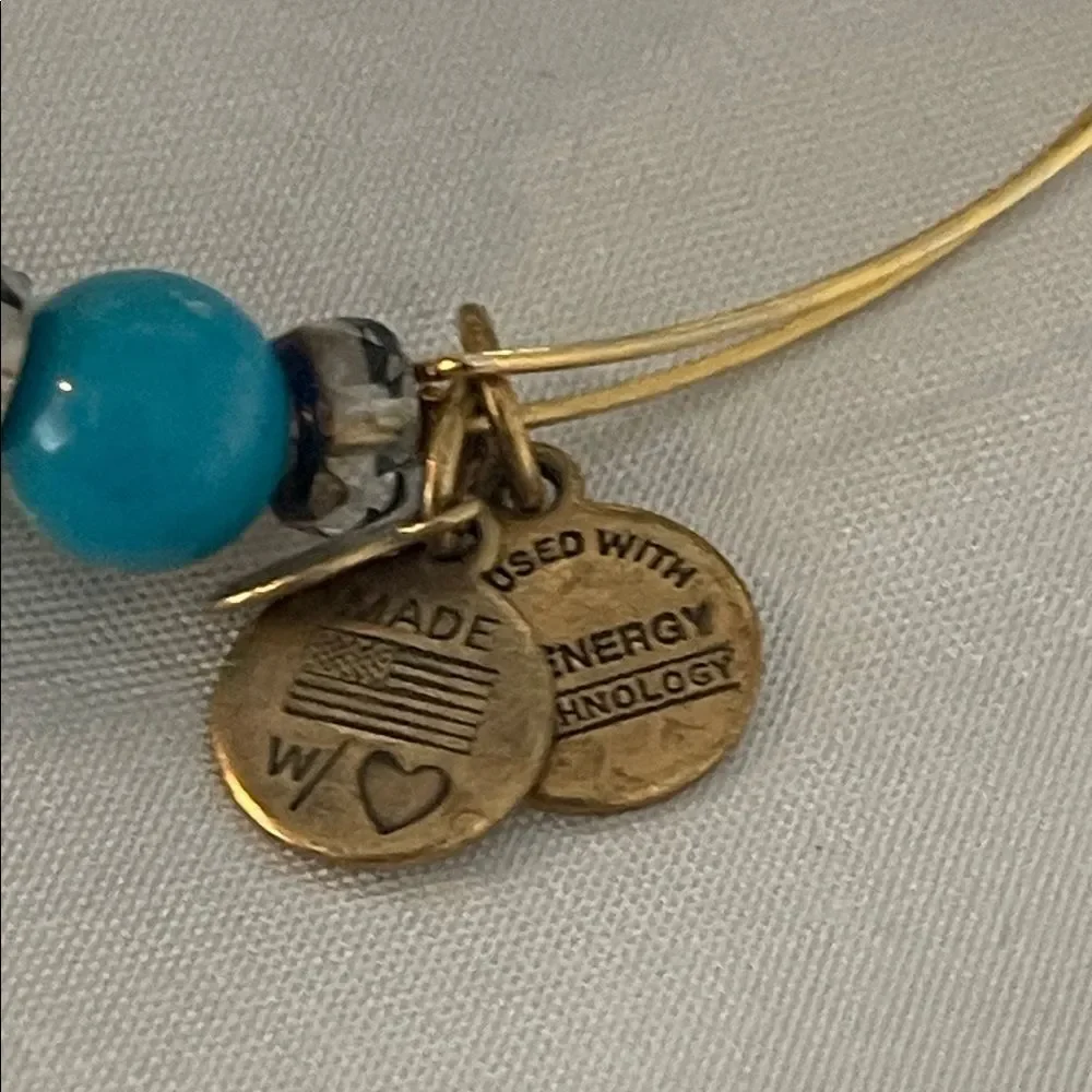 Alex and Ani Turquoise and Gold Beaded Bracelet